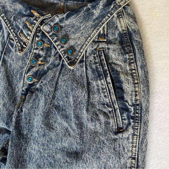 RIO by Stephen Mardon Vintage 80s Fold-over Waist Acid Wash Jeans Size 5 - Picture 5 of 14
